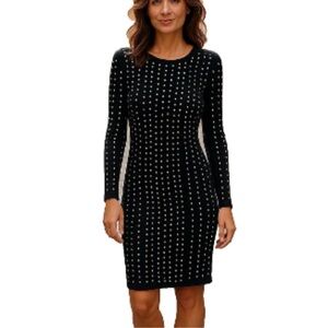 Philosophy Black Long Sleeve Studded Sweater Dress